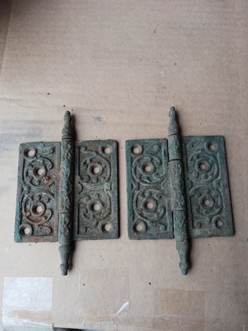 Pair of Antique Victorian Eastlake Steeple Tip Door Hinges Cover