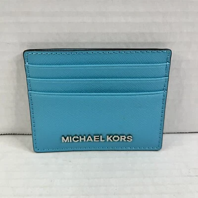 MICHAEL KORS JET SET TRAVEL LG SAFFIANO LEATHER CARD HOLDER Blue Teal COLOR - Image 1 of 4