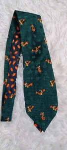 The Disney Store Tigger Mens Necktie 100% Silk Winnie The Pooh Green Orange - Picture 1 of 8