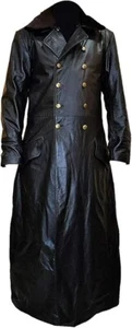 WW2 Men's General Long Black German Naval Leather CoatUS Air Force Pilot Real Es - Picture 1 of 5