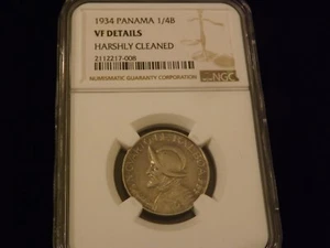 1934    1/4 B               Panama          NGC   VF Details - Picture 1 of 2