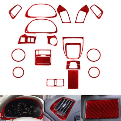 Juego completo de 20 piezas de embellecedor interior de fibra de carbono rojo para Lexus RX300 1998-03 Foto 1 de 4