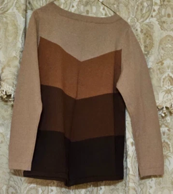 Suéter Bob Mackie Usable Arte Mujer M - Marrón Rayas Foto 1 de 4