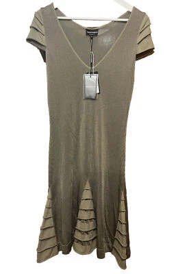 Vestido Emporio Armani Inserto Viscosa Brillante en Desierto Talla 38 Godet Dobladillo Tejido Foto 1 de 4