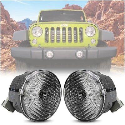 Par de luzes de seta dianteiras Jeep Wrangler substituição lente transparente 2007 2008 2009 - Imagem 1 de 4