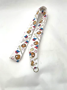 BASEBALL THEME SPORT NECK RIBBON 32 INCH WHITE WITH CLASP TO ATTACH TO A MEDAL - Picture 1 of 3