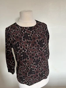 Tu Top Womens Black Long Sleeve Round Neck Brown Spots Size 12 - Picture 1 of 7