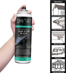 Masilla de canalón Leak Stop Spray n Seal Fix NEGRO instantáneo impermeable techo - Imagen 1 de 2
