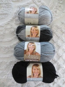 4 Skeins LION BRAND Vanna's Choice ACRYLIC Coordinating Greys/Black 4 Med. YARN - Picture 1 of 9