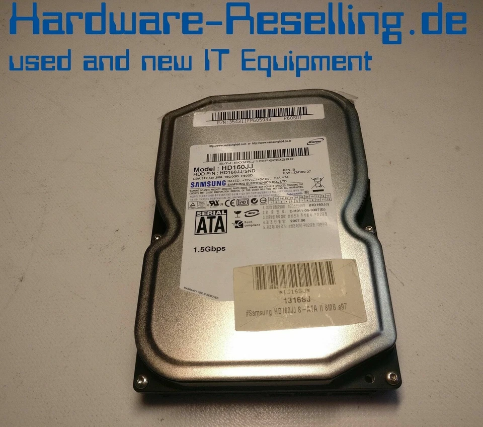 Samsung 160GB 7.2K 3,5" SATA HDD HD160JJ HD160JJ/SND - Imagen 1 de 1