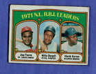 1972 TOPPS BASEBALL CARD #87 NATIONAL LEAGUE RBI LEADERS HANK AARON JOE TORRE