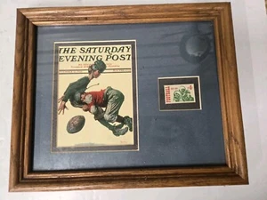 Norman Rockwell Print and Stamp Tackle Football 6 cent Stamp Framed - Picture 1 of 4