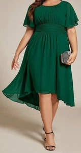 Ever-Pretty High Low Chiffon A-Line Knee Length Bridesmaid Wedding Guest Dress - Picture 1 of 10