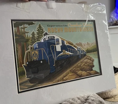 Rocky Mountaineer Zug Kunsttafel Druck Rockies Kanada kanadische Lok A3 - Bild 1 von 4