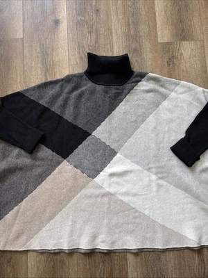 Joseph A Womens Sweater L Turtleneck Dolman Sleeve Oversize Colorblock C7 - Image 1 of 4