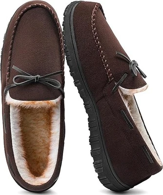 Zapatillas mocasín para hombre interior exterior casa pantuflas cálidas felpa borrosa memoria... Foto 1 de 4