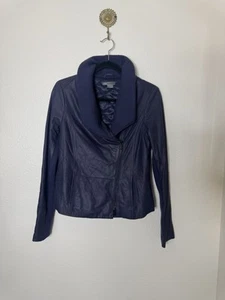 Chaqueta de Motociclista VINCE Cuero de Cabra Azul Grande Asimétrica Cremallera Diseñada Talla M - Imagen 1 de 9