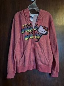 Hello Kitty Girls Size L Red Heathered Full Zip Hoodie - Picture 1 of 4