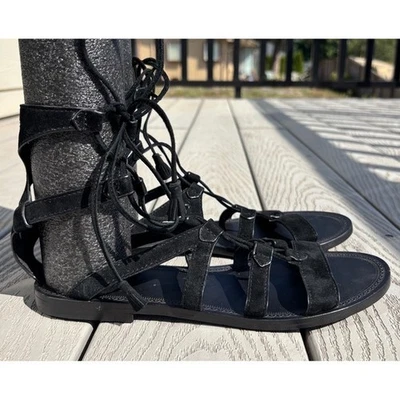 Frye Ruth Gladiator Sandals Women's 8.5M Black Leather Strappy Lace Up Shoes - Image 1 of 4