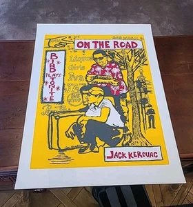 Jack Kerouac On the Road UK DJ Siebdruck Kunstdruck Len Deighton Vintage - Bild 1 von 5