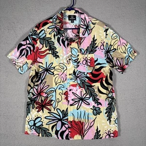 Volcom Shirt Button Down Men’s Size L Abstract Flowers Art Hawaiian Tropical - Picture 1 of 11