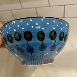 West Elm POTTERS WORKSHOP handbemalte Porzellan MÜSLI SUPPENSCHÜSSEL blau - Bild 1 von 6