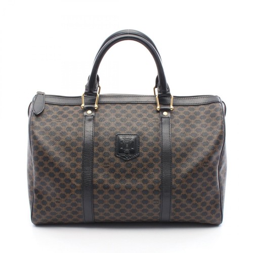 Borsa a mano CELINE Macadam rivestita in PVC tela pelle nero marrone usata donna