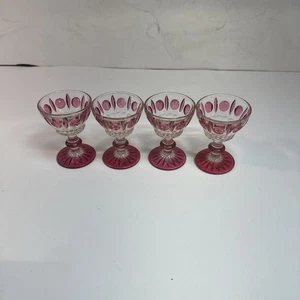 Vtg 1950s Indiana Colony Classique Clear Ruby Flash Small Glasses 4” Set Of 6 - Picture 1 of 7