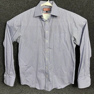Thomas Pink Hemd Herren 16 blau Mini Karo kariert Traveller Slim Fit Jermyn Street - Bild 1 von 5