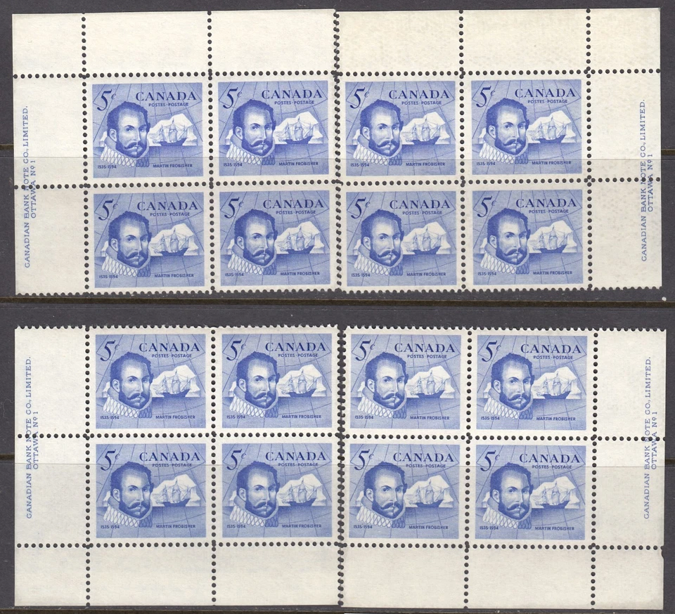 Canada: #412 5c Sir Martin Frobisher M/S Plate Blocks Pl.1 Mint NH - Image 1 of 1