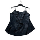 Calvin Klein Womens Camisole Top Size Xs Black Floral Ruffle Sleeveless New