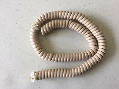4 Feet Telephone Modular Coiled Handset Cord (Almond Color), RJ9, 4ft, 4' - Image 1 of 3