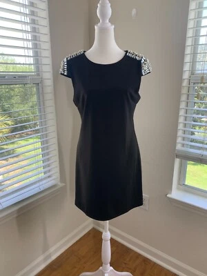 Ya Los Angeles Womens Large Bead Embellished Little Black Dress Y2K Cocktail - Изображение 1 из 4