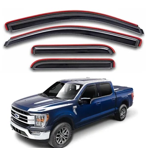 For 14-18 GMC Sierra 1500 Extended Cab In-channel Window Visors Wind Deflectors - Picture 1 of 11