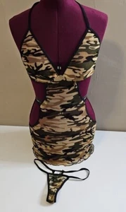 Dreamgirl Sexy Army Green Camo Camouflage Teddy Lingerie Set Size S  - Bild 1 von 11