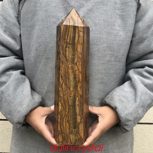 7.76LB Natural Tiger eye Obelisk quartz crystal Wand Point Decor Reiki specimen - Picture 1 of 12