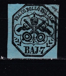 FRANCOBOLLI Antichi Stati Stato Pontificio 1852 7 Baj SAS8 & - Photo 1/1