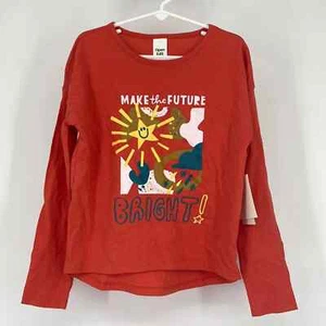 Open Edit Kids Make The Future Bright Graphic Print Long Sleeve Shirt Red Size 6 - Picture 1 of 4