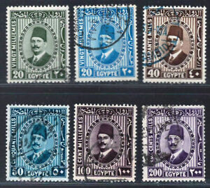 EGYPT 1927-37 Very Fine Used Stamps Set Scott #142-147 " King Fuad "
