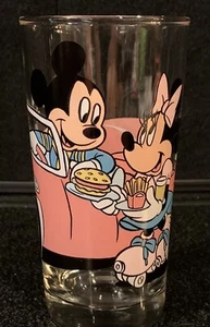 Vintage Disney Mickey/Minnie Mouse Pink Sports Car Drive In Drinking Glass - Picture 1 of 8
