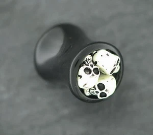 TOTENKOPF Plug Oldschool Piercing 14MM Ohrring Tunnel Ohrpiercing Skull Ohrplug - Bild 1 von 1