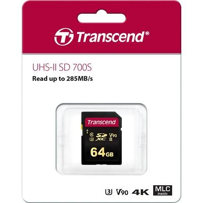 Transcend SDXC 700S 64GB Class 10 UHS-II U3 V90 SD Karte - Bild 1 von 3
