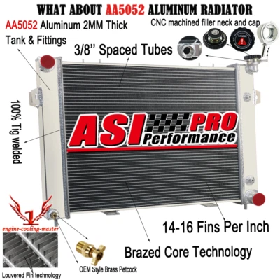 3 Row Aluminum Radiator for Jeep Grand Cherokee Grand Wagoneer 5.2 V8 AT 1993-97 Foto 1 de 4