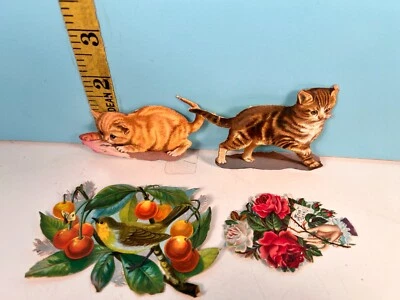 Винтажный набор штампованных тисненых кошек и цветов. - Изображение 1 из 4