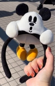 Tokyo disney Headband Halloween Ghost Mickey Boo! Ears Hat Japan USED - Picture 1 of 3