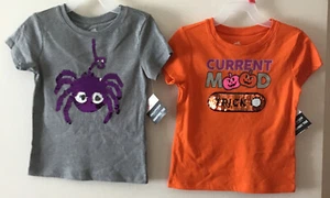Choose Spider OR Current Mood Halloween Sequin Flip Girls Shirt XS S M L XL XXL - Picture 1 of 6