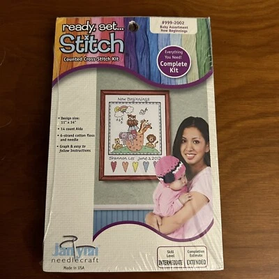 NEW Janlynn "New Beginnings" Birth Record Cross Stitch Kit #999-2002 - Image 1 of 3