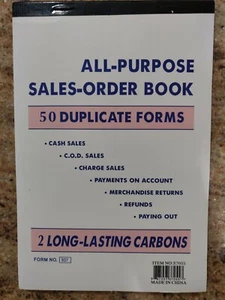 Sales Order Book Receipt Book 50 Duplicate Forms Carbonless, 5.5"x8.5" - Picture 1 of 3