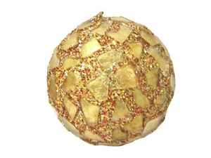 (01779-33925) CHRISTMAS ORNAMENT PENDANT GOLD BALL GLITTER SMALL - Picture 1 of 3