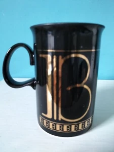 Dunoon Initial 'B' Black Gilded Porcelain Pottery Mug - Picture 1 of 4